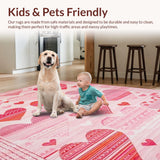 Ultra Soft Area Rug, Non Slip, Stain Resistant, Washable Area Rugs for Living Room, Bedroom, Whimsical Fluffy Heart Aesthetic(Pink)