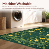 Ultra Soft Area Rug, Non Slip, Stain Resistant, Washable Area Rugs for Living Room, Bedroom, Artistic Dark Green Nature Print(Green)