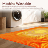 Ultra Soft Area Rug, Non Slip, Stain Resistant, Washable Area Rugs for Living Room, Bedroom, Whimsical Sunburst Boho Aesthetic(Orange)