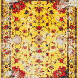 Ultra Soft Area Rug, Non Slip, Stain Resistant, Washable Area Rugs for Living Room, Bedroom, Stylish Retro Floral Aesthetic(Yellow)