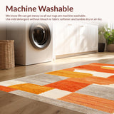 Ultra Soft Area Rug, Non Slip, Stain Resistant, Washable Area Rugs for Living Room, Bedroom, Abstract Half Moon Boho Bedroom Non Slip Rug(Orange)