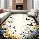 Ultra Soft Area Rug, Non Slip, Stain Resistant, Washable Area Rugs for Living Room, Bedroom, Contemporary Insect Illustrative Design(Gold)