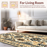 Ultra Soft Area Rug, Non Slip, Stain Resistant, Washable Area Rugs for Living Room, Bedroom, Beige Aztec Pattern Bedroom Non-Slip Carpet(Beige)