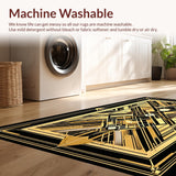 Ultra Soft Area Rug, Non Slip, Stain Resistant, Washable Area Rugs for Living Room, Bedroom, Luxurious Ornamental Geometric Composition(Gold)