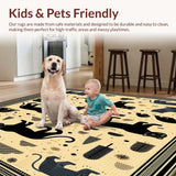 Majestic Big Cat Geometric Area Black Panther Lion Tiger Art(Beige)