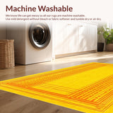 Ultra Soft Area Rug, Non Slip, Stain Resistant, Washable Area Rugs for Living Room, Bedroom, Stylish Vintage Linear Patterns(Yellow)