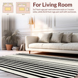 Ultra Soft Area Rug, Non Slip, Stain Resistant, Washable Area Rugs for Living Room, Bedroom, Minimalist Striped Area Rug for Porch and Doormat(Black)