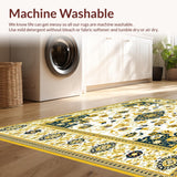 Floral Geometric Patchwork Area in Mustard and Cream(White)