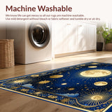 Ultra Soft Area Rug, Non Slip, Stain Resistant, Washable Area Rugs for Living Room, Bedroom, Radiant Sun and Moon Harmony(Blue)