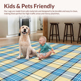 Elegant Blue Tone Checkered Fabric(Beige)