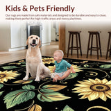 Ultra Soft Area Rug, Non Slip, Stain Resistant, Washable Area Rugs for Living Room, Bedroom, Contemporary Black and Gold Theme(Gold)