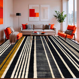 Ultra Soft Area Rug, Non Slip, Stain Resistant, Washable Area Rugs for Living Room, Bedroom, Coal & Bone Stripe Woven Rug Reversible Floor Decor(Gray)