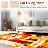 Ultra Soft Area Rug, Non Slip, Stain Resistant, Washable Area Rugs for Living Room, Bedroom, Vibrant Jungle-Themed Design(Orange)