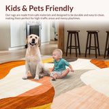 Ultra Soft Area Rug, Non Slip, Stain Resistant, Washable Area Rugs for Living Room, Bedroom, Sophisticated Modern Organic Motif(Beige)