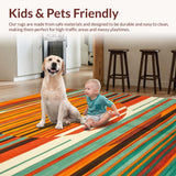 Ultra Soft Area Rug, Non Slip, Stain Resistant, Washable Area Rugs for Living Room, Bedroom, Chic Color Blocked Patterned Delight(Orange)
