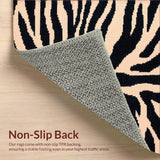 Ultra Soft Area Rug, Non Slip, Stain Resistant, Washable Area Rugs for Living Room, Bedroom, Modern Zebra Print Entryway Runner Rug Black Peach(Beige)