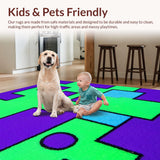 Ultra Soft Area Rug, Non Slip, Stain Resistant, Washable Area Rugs for Living Room, Bedroom, Charming Bright Abstract Elements(Purple)