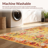 Ultra Soft Area Rug, Non Slip, Stain Resistant, Washable Area Rugs for Living Room, Bedroom, Cozy Pastel Floral Dreamscape(Yellow)
