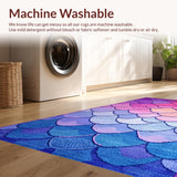 Ultra Soft Area Rug, Non Slip, Stain Resistant, Washable Area Rugs for Living Room, Bedroom, Serene Aquatic Color Blend(Purple)