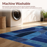 Ultra Soft Area Rug, Non Slip, Stain Resistant, Washable Area Rugs for Living Room, Bedroom, Boho Dark Blue Bedroom Meditation Area Rug(Blue)