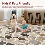 Ultra Soft Area Rug, Non Slip, Stain Resistant, Washable Area Rugs for Living Room, Bedroom, Elegant Stone Mosaic Runner Boho Chic Neutral Area(Beige)