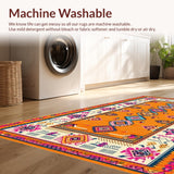 Ultra Soft Area Rug, Non Slip, Stain Resistant, Washable Area Rugs for Living Room, Bedroom, Artistic Medallion Pattern Fusion(Orange)