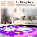 Ultra Soft Area Rug, Non Slip, Stain Resistant, Washable Area Rugs for Living Room, Bedroom, Joyful Celestial Patterns with Stars(White)