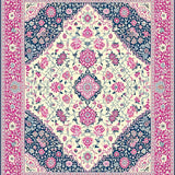 Ultra Soft Area Rug, Non Slip, Stain Resistant, Washable Area Rugs for Living Room, Bedroom, Chic Soft Blue Floral Pattern(White)