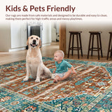 Ultra Soft Area Rug, Non Slip, Stain Resistant, Washable Area Rugs for Living Room, Bedroom, Vibrant Tribal Inspired Design(Brown)