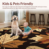 Ultra Soft Area Rug, Non Slip, Stain Resistant, Washable Area Rugs for Living Room, Bedroom, Vintage Maple Leaf Aesthetic(Black)
