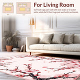 Ultra Soft Area Rug, Non Slip, Stain Resistant, Washable Area Rugs for Living Room, Bedroom, Romantic Branch Floral Elegance(Pink)