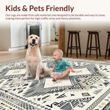 Ultra Soft Area Rug, Non Slip, Stain Resistant, Washable Area Rugs for Living Room, Bedroom, Rustic Ogee Motif Delight(Beige)