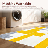 Ultra Soft Area Rug, Non Slip, Stain Resistant, Washable Area Rugs for Living Room, Bedroom, Vibrant Cheerful Circular Pattern(Yellow)