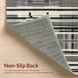 Ultra Soft Area Rug, Non Slip, Stain Resistant, Washable Area Rugs for Living Room, Bedroom, Savanna Inspired Striped Carpet, Contemporary Graphic Print Rug, Artistic(Black)