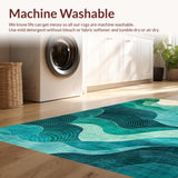 Ultra Soft Area Rug, Non Slip, Stain Resistant, Washable Area Rugs for Living Room, Bedroom, Elegant Turquoise Modern Art Motif(Blue)