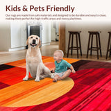 Ultra Soft Area Rug, Non Slip, Stain Resistant, Washable Area Rugs for Living Room, Bedroom, Dynamic Abstract Shape Fusion(Red)
