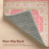 Ultra Soft Area Rug, Non Slip, Stain Resistant, Washable Area Rugs for Living Room, Bedroom, Modern Subtle Geometric Composition(Pink)