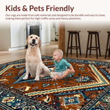 Ultra Soft Area Rug, Non Slip, Stain Resistant, Washable Area Rugs for Living Room, Bedroom, Artistic Evil Eye Symbolism(Brown)