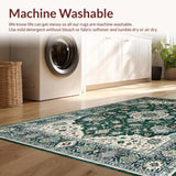Ultra Soft Area Rug, Non Slip, Stain Resistant, Washable Area Rugs for Living Room, Bedroom, Chic Earthy Tones Abstract Motif(Green)
