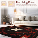 Ultra Soft Area Rug, Non Slip, Stain Resistant, Washable Area Rugs for Living Room, Bedroom, Earthy Western Geometric Elegance(Black)