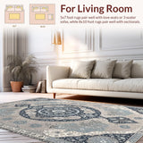 Ultra Soft Area Rug, Non Slip, Stain Resistant, Washable Area Rugs for Living Room, Bedroom, Vintage Floral Kitchen Washable Accent Carpet(Gray)