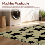 Ultra Soft Area Rug, Non Slip, Stain Resistant, Washable Area Rugs for Living Room, Bedroom, Rustic Stencil Star Entryway Jute Accent Rug(Beige)