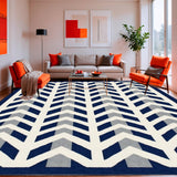 Ultra Soft Area Rug, Non Slip, Stain Resistant, Washable Area Rugs for Living Room, Bedroom, Modern Chevron Design Area(Blue)