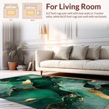 Ultra Soft Area Rug, Non Slip, Stain Resistant, Washable Area Rugs for Living Room, Bedroom, Contemporary Wavy Pattern Aesthetic(Green)