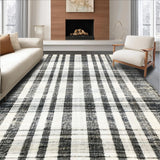 Ultra Soft Area Rug, Non Slip, Stain Resistant, Washable Area Rugs for Living Room, Bedroom, Boho White and Black Rug, Striped Pattern(Black)