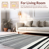 Ultra Soft Area Rug, Non Slip, Stain Resistant, Washable Area Rugs for Living Room, Bedroom, Chic Modern Geometric Linework(Black)