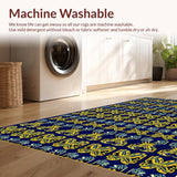 Ultra Soft Area Rug, Non Slip, Stain Resistant, Washable Area Rugs for Living Room, Bedroom, Non-Shedding Navy Yellow Meditation Space Rug(Blue)