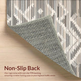 Boho Farmhouse Berber Style Area With Geometric Diamond Grid(Gray)