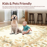 Ultra Soft Area Rug, Non Slip, Stain Resistant, Washable Area Rugs for Living Room, Bedroom, Timeless Grace Area Ivory Tones Beige Classic Floral Medallion(Beige)