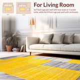 Ultra Soft Area Rug, Non Slip, Stain Resistant, Washable Area Rugs for Living Room, Bedroom, Elegant Contemporary Artful Design(Yellow)